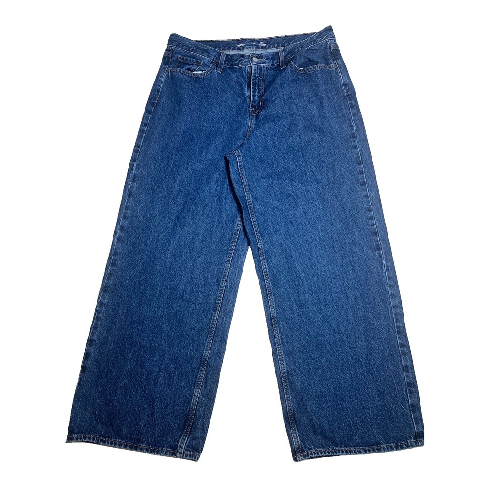Old Navy Women's WOW Baggy Wide Leg Jeans Size 14 Mid Rise Dark Wash Denim